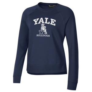 Under Armour Women's Yale Bulldogs Navy Rival Fleece Crew Pullover Sweatshirt, Small, Blue