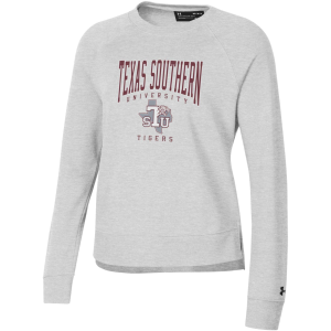Under Armour Women's Texas Southern Tigers Silver Rival Fleece Crew Pullover Sweatshirt, Small, Gray