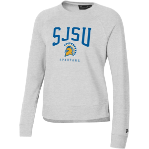 Under Armour Women's San Jose State Spartans Silver Rival Fleece Crew Pullover Sweatshirt, Small, Gray