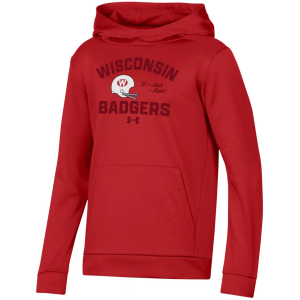 Under Armour Youth Wisconsin Badgers Red Armour Fleece Pullover Hoodie, Small