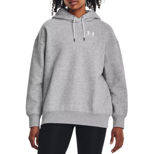 Under Armour Women's Icon Fleece Oversized Hoodie, XS, Mod Gray Light Htr/White
