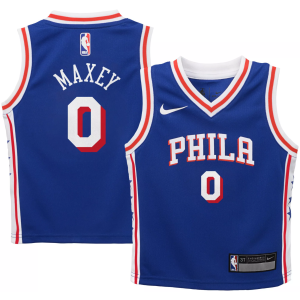 Nike Little Kids' Philadelphia 76ers Tyrese Maxey #0 Icon Jersey, Medium, Blue