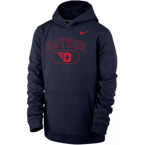 Nike Youth Dayton Flyers Blue Club Fleece Pill Arch Wordmark Pullover Hoodie, Small