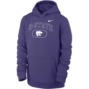 Nike Youth Kansas State Wildcats Purple Club Fleece Pill Arch Wordmark Pullover Hoodie, Small