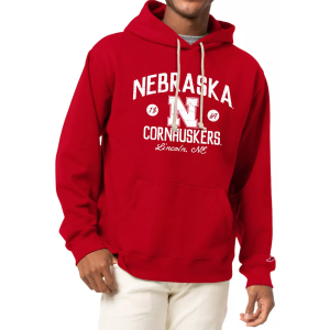 League-Legacy Men's Nebraska Cornhuskers Scarlet Fleece Pullover Hoodie, Small, Red
