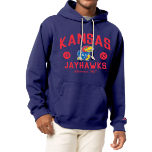 League-Legacy Men's Kansas Jayhawks Blue Fleece Pullover Hoodie, Small