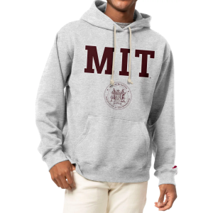 League-Legacy Men's MIT Engineers Grey Essential 2.0 Fleece Pullover Hoodie, Small, White