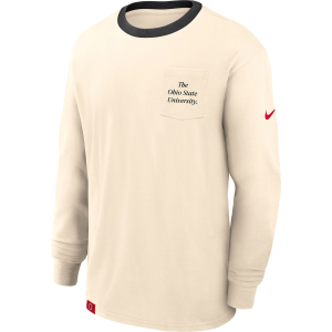 Nike Men's Ohio State Buckeyes Natural Max 90 Pocket Logo Long Sleeve T-Shirt, Small, Tan