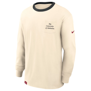 Nike Men's Alabama Crimson Tide Natural Max 90 Pocket Logo Long Sleeve T-Shirt, Small, Tan