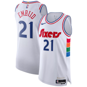 Nike Adult 2024-25 City Edition Philadelphia 76ers Joel Embiid #21 Authentic Jersey, Men's, Size 40, White