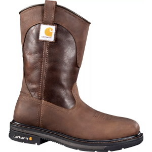 Carhartt Men's 11" Square Toe Wellington Steel Toe Work Boots, Size 8, Brown
