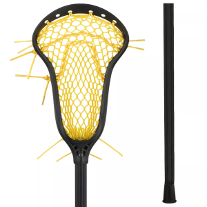 StringKing Women's Complete 2 Pro Defense Lacrosse Stick - Type 4 Mesh Pocket - Metal 3 Pro Shaft, Black/Yellow