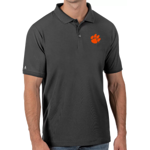 Antigua Men's Clemson Tigers Grey Legacy Pique Polo, Medium, Gray