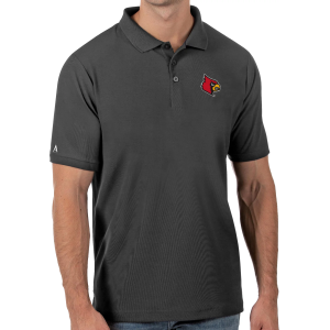Antigua Men's Louisville Cardinals Grey Legacy Pique Polo, Medium, Gray