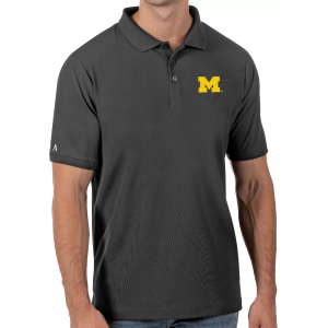 Antigua Men's Michigan Wolverines Grey Legacy Pique Polo, Medium, Gray