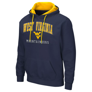 Colosseum Men's West Virginia Mountaineers Navy Pullover Hoodie, Small, Blue