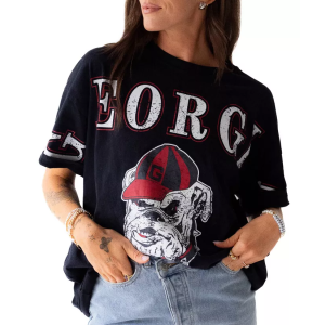 Gameday Social Women's Georgia Bulldogs Washed Black The Band Short Sleeve T-Shirt, Medium