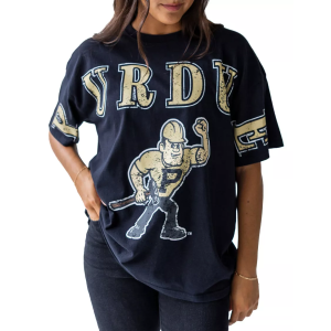 Gameday Social Women's Purdue Boilermakers Washed Black The Band Short Sleeve T-Shirt, Medium