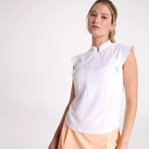 CALIA Women's Golf Renew Cap Sleeve Polo, Small, Pure White