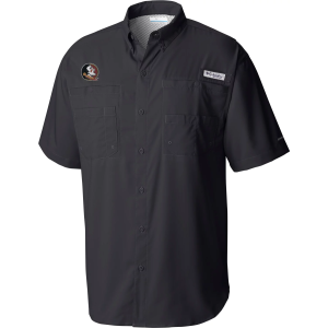 Columbia Men's Florida State Seminoles Grey Tamiami Short Sleeve Shirt, Small, Multi