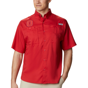 Columbia Men's Ohio State Buckeyes Scarlet Tamiami Performance Shirt, Small, Red