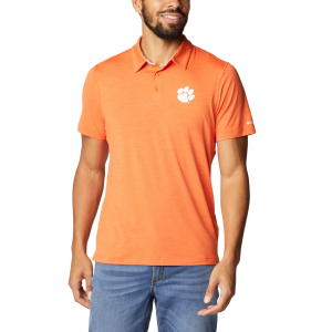 Columbia Men's Clemson Tigers Orange Tech Trail Polo, Large