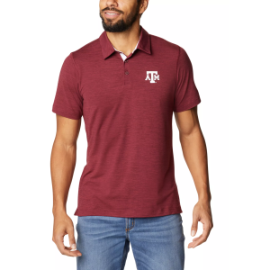 Columbia Men's Texas A&M Aggies Maroon Tech Trail Polo, XL, Red