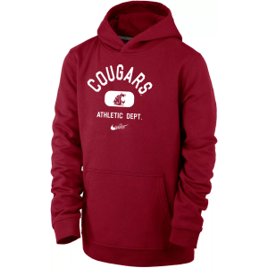 Nike Youth Washington State Cougars Crimson Club Fleece Mascot Name Pullover Hoodie, Medium, Red