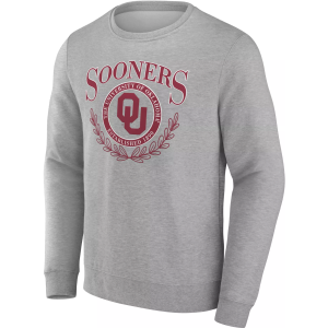 NCAA Men's Oklahoma Sooners Grey Heather Laurel Classic Crew Neck Sweatshirt, Medium, Gray