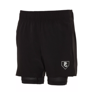 Perfect Game Boys' 6" 2-in-1 Showcase Shorts, Large, Black/White