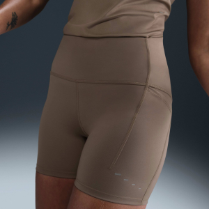 Nike Women's Swift High-Waisted 4" Tight Running Shorts with Pockets, XS, Mink Brown