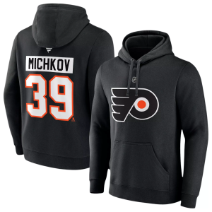 NHL Men's Philadelphia Flyers Matvei Michkov #39 Black Pullover Hoodie, Medium
