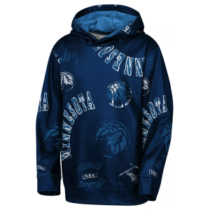 Outerstuff Youth Minnesota Timberwolves NAVY Moving Violation Pullover Hoodie, Large, Blue