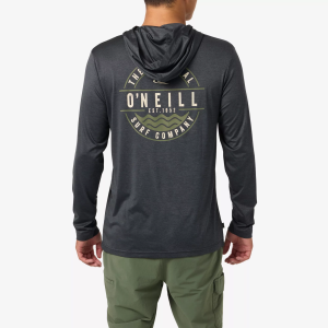 O'Neill Men's TRVLR UPF Hooded Long Sleeve Shirt, Small, Heather Black