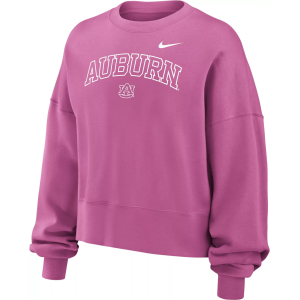 Nike Girls' Auburn Tigers Red Club Boxy Crew Pullover Sweatshirt, Medium