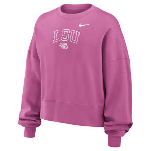 Nike Girls' LSU Tigers Red Club Boxy Crew Pullover Sweatshirt, Medium