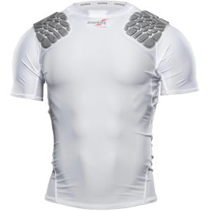Zoombang Short Sleeve Shoulder Football Shirt - Youth, Medium, White