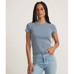 Marine Layer Women's Lexi Rib Sun-In Crew Tee, XS, Graphite