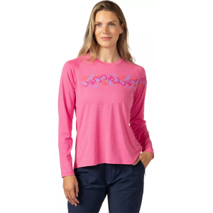 Terry Women's Long Sleeve Tech Tee Flow Shirt, Small, Pink Heather/Symphony