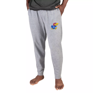 Concepts Sport Men's Kansas Jayhawks Grey Mainstream Cuffed Pants, Small, Gray