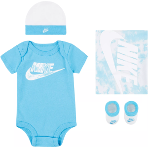 Nike Infants' 4 Piece Blanket Set, Boys', 6-12M, Baltic Blue