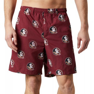 Columbia Men's Florida State Seminoles Cabernet Backcast III Printed Performance Shorts, Medium, Red