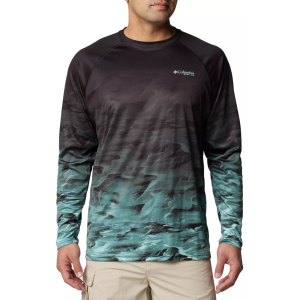 Columbia Men's PFG Terminal Tackle Fish Flag Long Sleeve Shirt, XXL, Black/Fish Flow Sailfish
