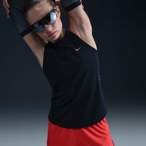 Nike Women's Swift Dri-FIT Running Tank Top, Medium, Black/Ref Silv