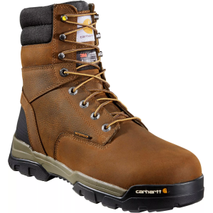 Carhartt Men's Ground Force 8" Brown Waterproof Soft Toe, 8 W, Bison Brown Oil Tanned