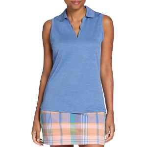 Walter Hagen Women's Clubhouse Scallop Sleeveless Polo, XS, Mid Blue