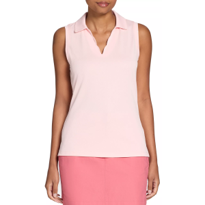Walter Hagen Women's Clubhouse Scallop Sleeveless Polo, XS, Pink Blossom