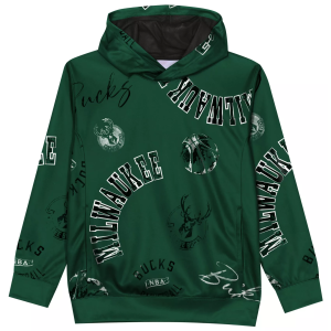 Outerstuff Boys' Milwaukee Bucks Green Moving Violation Pullover Hoodie, Medium