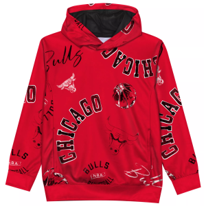 Outerstuff Boys' Chicago Bulls Red Moving Violation Pullover Hoodie, Medium