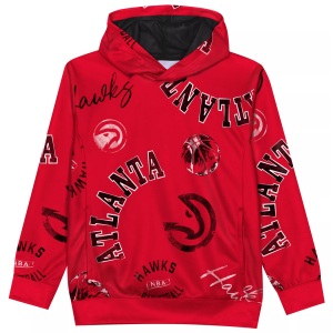 Outerstuff Boys' Atlanta Hawks Red Moving Violation Pullover Hoodie, Medium